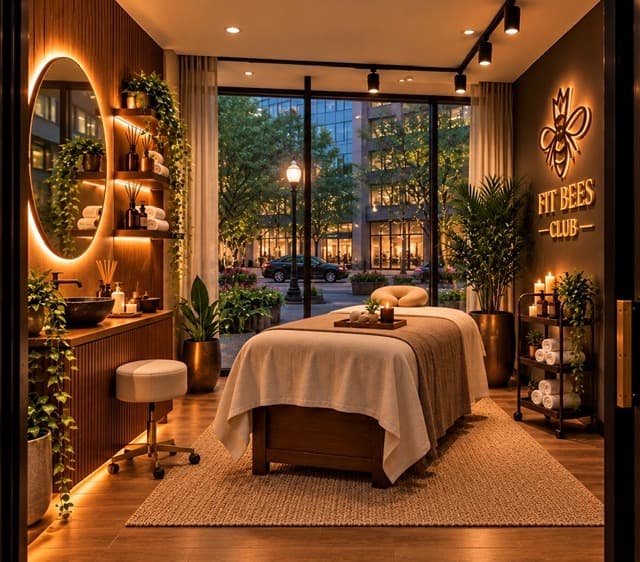 Massage and wellness treatment room at Fit Bees Club