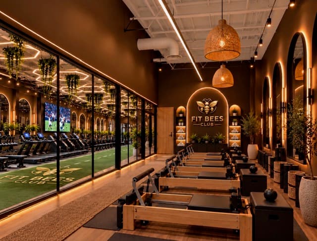 Reformer Pilates studio with warm natural light
